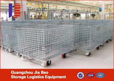 China Warehouse Steel Storage Cage , Foldable Wire Mesh Box Pallet for sale