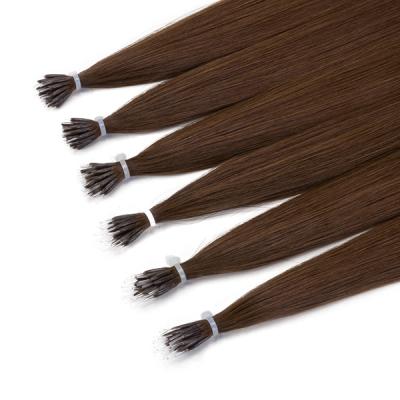 China Curly Cuticle Tip Elastic Band Stick Keratin Curl Intact European Hair Extension 100% Full Dye Custom Hair Wholesale Boxes for sale