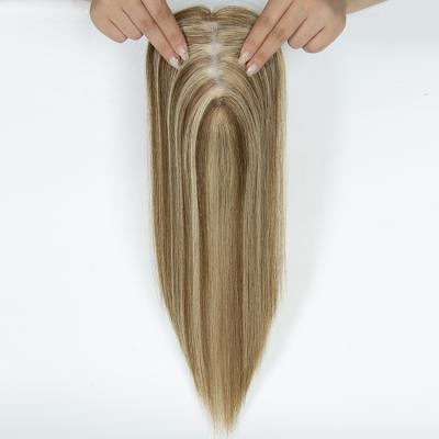 China Hot Selling Straight Cuticle Aligned Women Hairpiece Mono Bottom Hair Topper Clip In Hair Piece Base 3x5.5 Hide Jew Mono