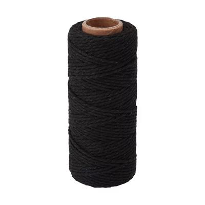 China Wholesale High Quality Black Color Cotton Gift Wrap Gifts Black Cotton Packaging Twine 50m for sale