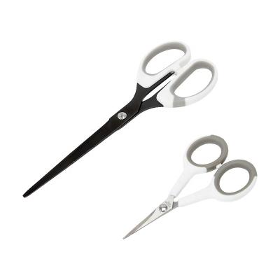 China PP Single Stainless Steel Textile Craft Decorative Cut Scissors Rubber Fabric Tailor's Color Handle Scissors for sale