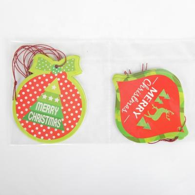 China Christams Decoration Design Custom Logo Christmas Glitter Free String in 23cm Length Paper Gift Tags for sale