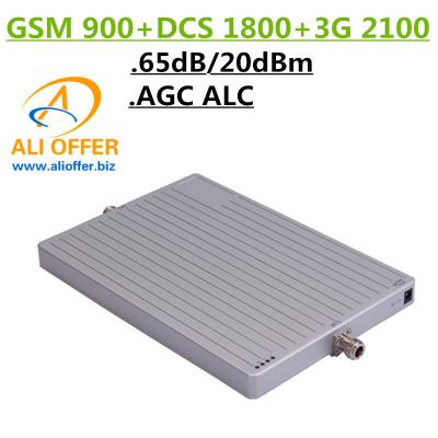 China 65dB High Gain 900 1800 2100 MHz Tri-Band Cell Mobile Phone Signal Booster Amplifier,GSM DCS WCDMA 3G TriBand Repeater for sale