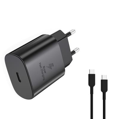 China 25w cell phone usb typc c to type c cable travel adapter super fast charging or samsung s21/plus s20/note 10 charger for sale