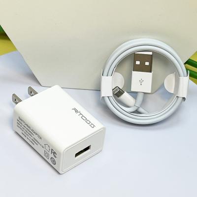 China Mobile Phone Amazon Bestseller 5v 2A USA Plug Usb Fast Phone Charger For Iphone With Cable And Data Packet for sale