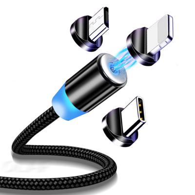 China Best Quality 1M Magnetic Camera Braided USB Cable 3 in 1 Magnetic Charging Cable for Phone USB Micro C Type for sale