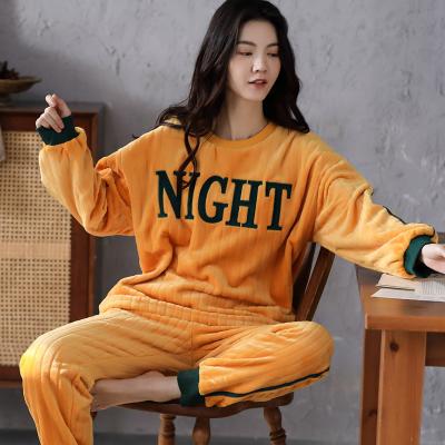 China Best Selling Women Christmas Thermal Holiday Cartoon Cute Comfy Pajama Sleepwear Set Orange for sale