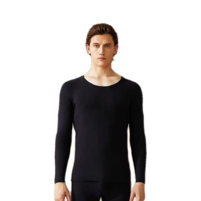 China Double Faced Comfortable Elastic Fit V Cation Velvet Thermal Popular Black Heating--Set Neck Thermal Underwear For Men for sale