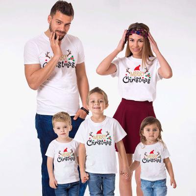 China Best Selling Breathable Cartoon Christmas Printing Cozy New Year Holiday Theme Mommy And Me T-Shirts for sale