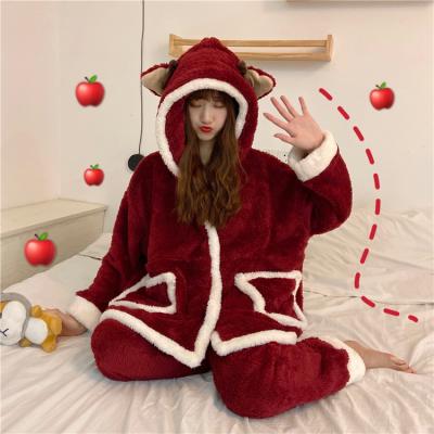 China Holiday Thermal Popular Theme New Year Christmas Cartoon Pajamas Cute Sleepwear For Women for sale