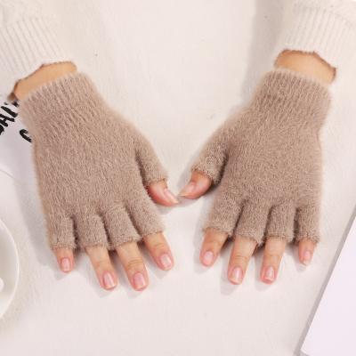 China Wholesale Custom Warm Wear Work Gloves Solid Color Warm Gloves Warm Stretch Wool Knitted Mittens for sale