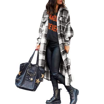 China Women Sustainable Clothing Long Sleeve Button Down Plaid Flannel Blouse Shirt for sale