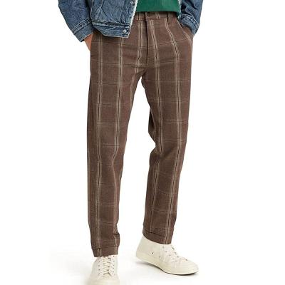 China Breathable Men's Standard Tapered Chinos Pants Retro Casual Cotton Plaid Pants For Men for sale