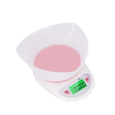 China With Scale Tray Food Kitchen Scale 5kg 1g Household Food Weighing Scale with Bowl for sale