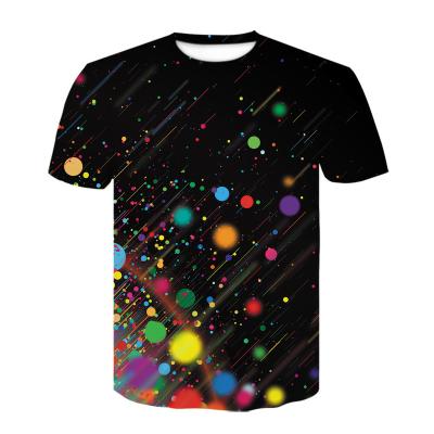 China Other foreign trade summer cross-border clothing Europe and the United States color meteor 3D printing short sleeve men's digital blac for sale