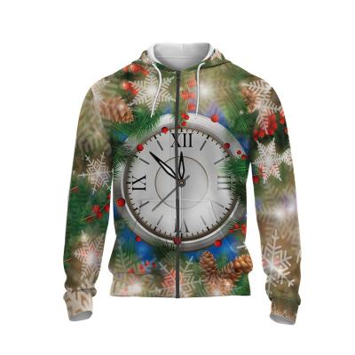 China 2021 other fashion European and American wholesale new Christmas 3D zipper digital printing hoodies for sale