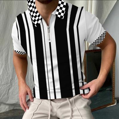 China Other 2021 Border Europe And USA Spring Summer New AliExpress Polo Zipper Color Matching Men's T for sale