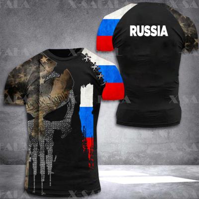 China Other Foreign Trade Best Selling Short Sleeve Craft Men's Flexible Street Russian Flag 3d Printed T-shirt Top Source Manufacturers for sale