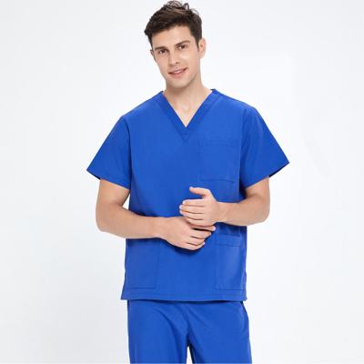 China Medical Place Men Nursing Uniforms Breathable Nursing Scrub Uniforms Set 4 Way Stretch Spandex Pile Pants Nursing Scrub Uniform Blouses Set Unisex for sale