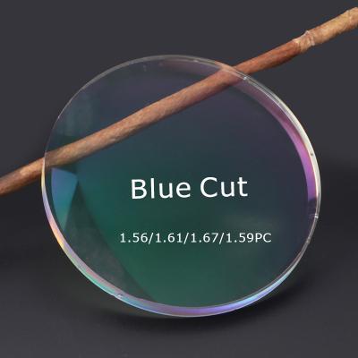 China Single Blue Factory Vision Straight Blocking 1.67 1.74 High Index 1.60 Anti Azul Optical Lens Eyewear Lenses for sale