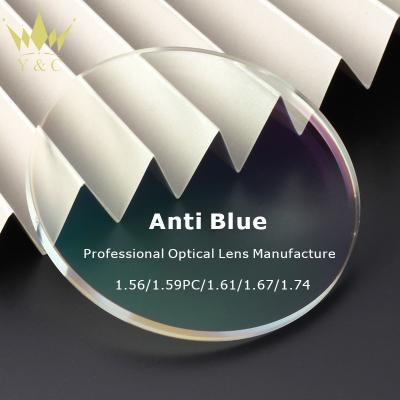 China Wholesale price 1.56 single vision optical lenses super hydrophobic blue eyewear uv420 light lens for sale