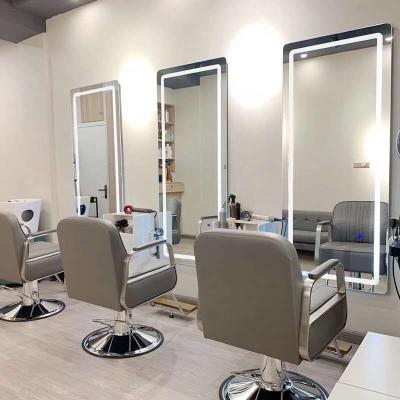 China Modern Saloon Equipment And Furniture Barber Stations Hair Styling With Lights Salon Station Mirror for sale