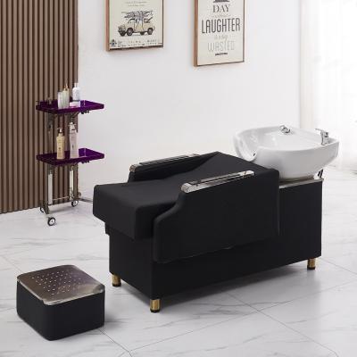 China Super Comfortable High Quality Hair Wash Basin Salon Furniture Shampoo Basin Leather Salon Shampoo Chair for sale