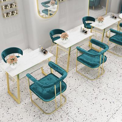 China Modern Nice Customized Factory Cheap Nail Bar Desk Table Wooden Single Double Manicure Table For Nail Salon for sale