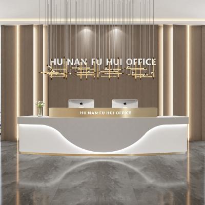 China Convertible Profession Modern Luxury Marble Beauty Hair Furniture Custom Front Salon Reception Desk For Sale for sale