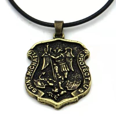 China Factory Outlet CLASSIC Holy Religious Necklace Men's Angel Pendant Michael Jewelry Retro Amulet Punk Pendant for sale