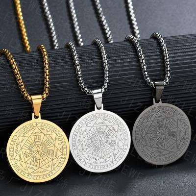 China Lucky Solomon Talisman Hexagram Pendant Necklace CLASSIC for Magic Round Rune Star Necklace Gold Stainless Steel Amulet Jewelry for sale