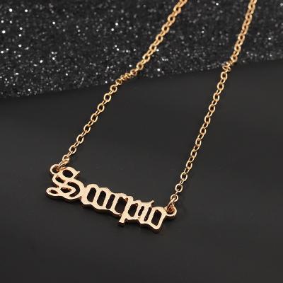 China Neo-Gothic Twelve Constellation Necklace Stainless Steel Letter Pendant Necklace Boys and Girls Necklace Titanium Steel Pendant for sale