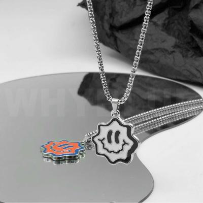 China CLASSIC Hot Selling Silver Necklace Smiley Face Hip Hop Personalized Street Cartoon Expression Necklace for sale