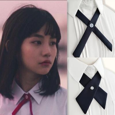 China Wholesale Narrow Bow Tie Checked School Uniform Black Student Style Best Selling Cross Thai Girl Bow Tie for sale