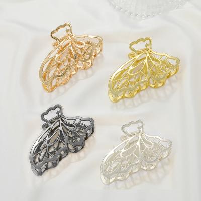 China Fashion European and American shower style butterfly head cavity metal gold silver hair claw clip back accessories for women for sale