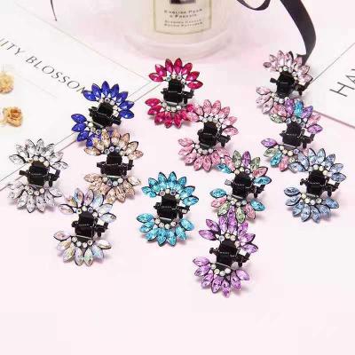 China Iron Hot Sale12 PC Crystal Flower Mini Hair Claw Pin Hair Accessories Plum Child Barrette Clip Hair Clip Catch Student H for sale