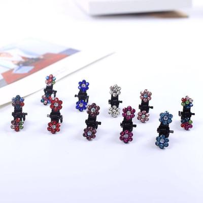 China Iron Hot Sale12 PC Crystal Flower Mini Hair Claw Pin Hair Accessories Plum Child Barrette Clip Hair Clip Catch Student H for sale