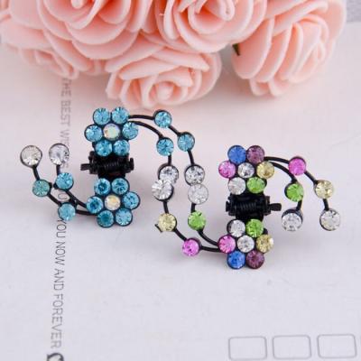 China Iron Hot Sale12 PC Crystal Flower Mini Hair Claw Pin Hair Accessories Plum Child Barrette Clip Hair Clip Catch Student H for sale