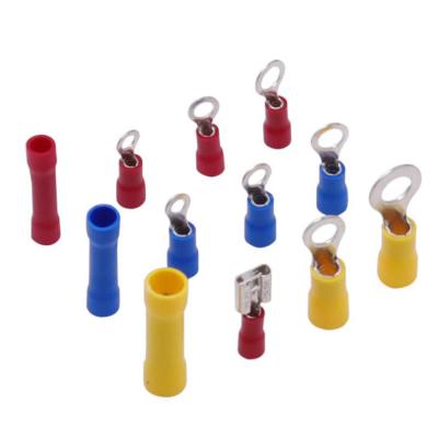 China 300pcs Electrical Boxed Butt Spade Ring Fork Terminal Set Copper Round Ring Insulated Terminal Connectors for sale