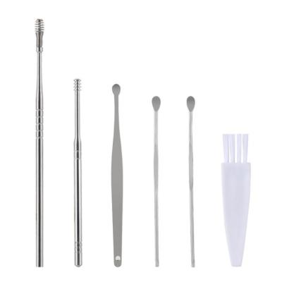 China 410 Stainless Steel Earwax Removal Tool Kits For Adult And Kids Stainless Steel 6 Pieces Set Ear Cleaning Tool Kit for sale