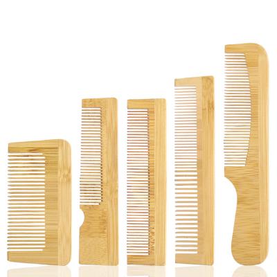 China Modern Style Custom Flat Natural Bamboo Different Wide Tooth Comb Women Hair Styling Comb Wooden Beard Comb Wooden Comb for sale