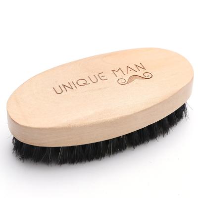 China Eco-friendly Wooden Handle Eco-friendly Beech Nature Beard Growth Logo Yellow Bristle Beard Brush Custom Made For Man for sale