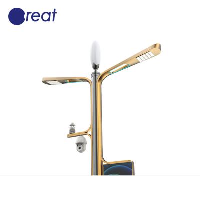 China ROUTE Supplier 5G Iot Smart Golden Modular Street Light With Smart Pole And Leaf Light for sale