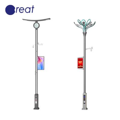 China Square WIFI Camera Counting Vehicle Traffic Advertising Led Outdoor Digital Signage Street Light 5G Smart Pole for sale