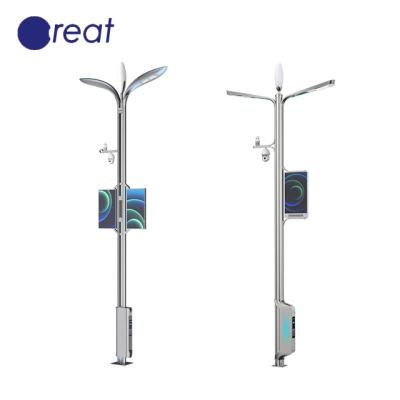 China Square Aluminum Stainless Steel Advanced Smart Solution Iot Solar Smart Light Pole / Pole With 5G And WIFI for sale