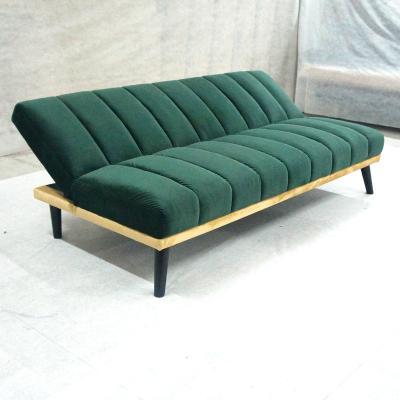 China Sitting Every Day Living Furniture Velvet Sofa Bed Wave Design Futon Green Fabric Popular Sofa With Bed Living Room Home Furniture for sale