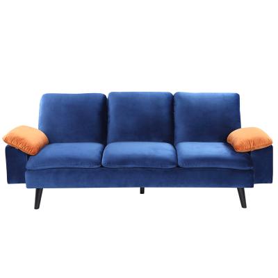 China Low Velvet Arm Reclining Sofa With Bed Function With 2 Pillow For Living Room Luxury Sofa Bed With Soft Touch Feeling Hotel Apartment for sale