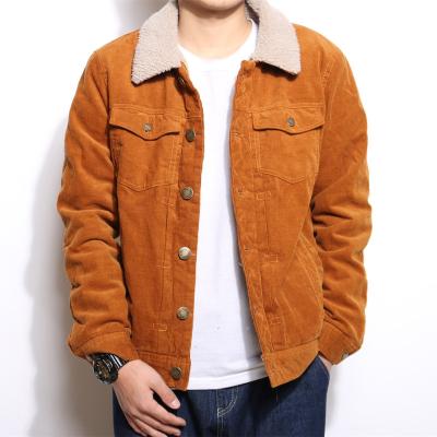 China Vintage Breathable Winter Work Work Collar Fur Collar Orange Corduroy Jackets For Men Wholesale Custom Logo for sale