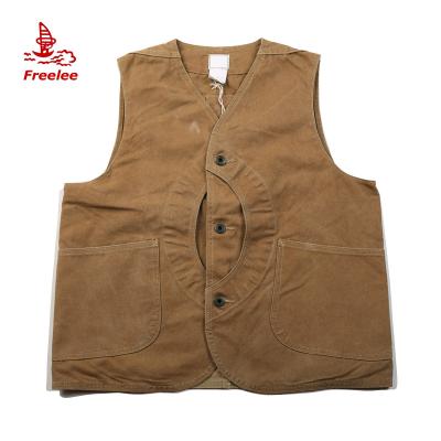 China OEM Custom Anti-Shrink Canvas Game Pouch Outdoor Hunting Vest, Vintage Work Sleeveless Vest for sale