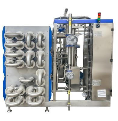 China SUS304/316 Esterilizador UHT para la línea de procesamiento de líquido de leche/yogur/huevo Máquina de esterilización UHT con esterilizador tubular PLC en venta